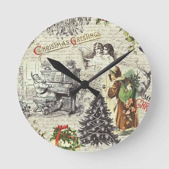 Reloj Redondo Mediano Navidades victorianos festivos (Anverso)