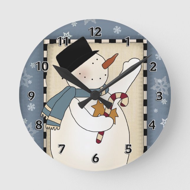 Reloj Redondo Mediano Navidades Winter Snowman desea (Anverso)