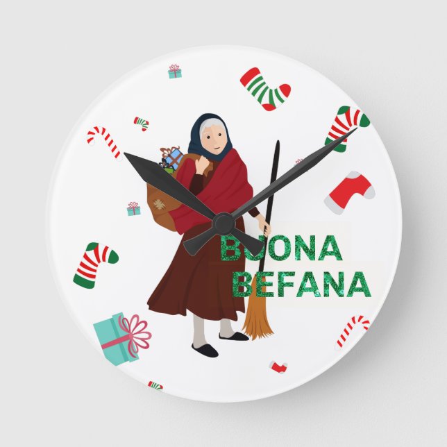 Reloj Redondo Mediano navidades Witch buona Befana (Anverso)