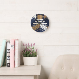 Reloj Redondo Mediano Navy Gold Geometric Maritime Ocean Liner Art Deco