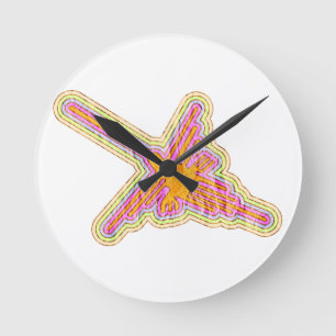 Reloj Redondo Mediano Nazca Lines Hummingbird With Wrinkled Paper Effect