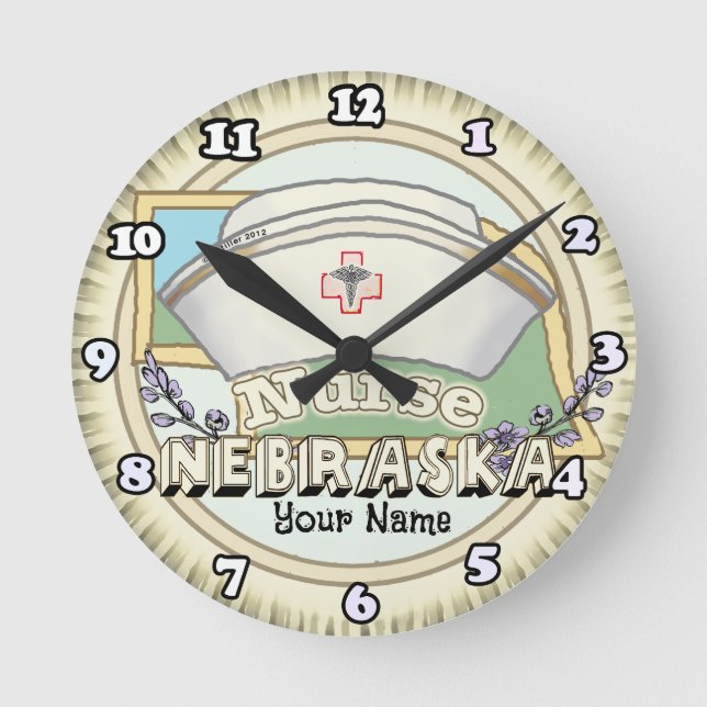 Reloj Redondo Mediano Nebraska Nurse (Anverso)