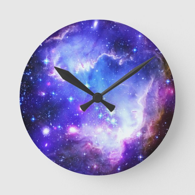 Reloj Redondo Mediano Nebulosa azul (Anverso)