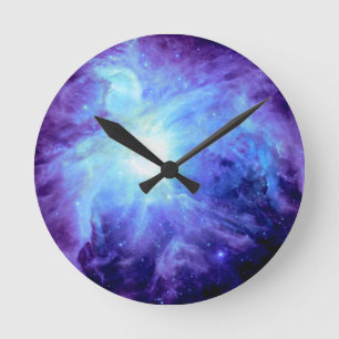 Reloj Redondo Mediano Nebulosa de Orión Turquesa Periwinkle Lavanda Gala
