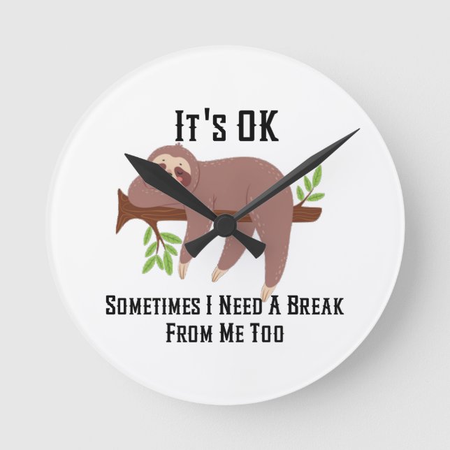 Reloj Redondo Mediano Necesito un Descanso (Anverso)