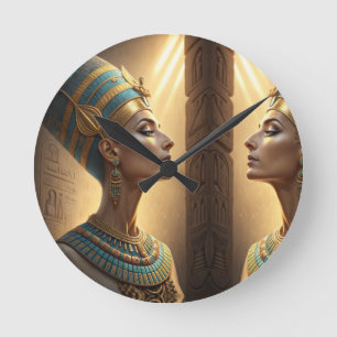 Reloj Redondo Mediano Nefertiti La Reina de la Elegancia Atemporal Egip