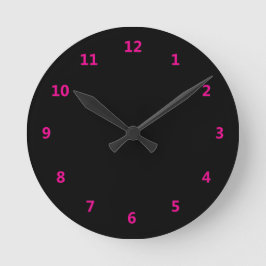 Reloj Redondo Mediano Negro con Números Rosas