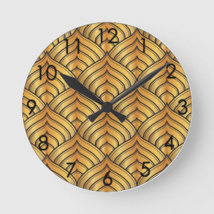 Reloj Redondo Mediano Negro del art déco y cono amplio del pino de la