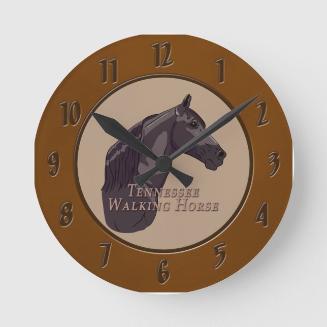 Reloj Redondo Mediano Negro del caballo de Tennessee que camina (Anverso)