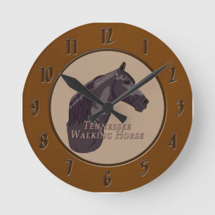 Reloj Redondo Mediano Negro del caballo de Tennessee que camina