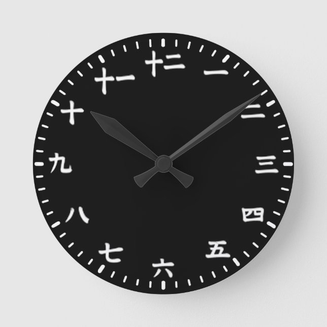 Reloj Redondo Mediano Negro japonés (Anverso)