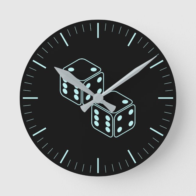 Reloj Redondo Mediano Neon Aqua Dice Pair (Anverso)