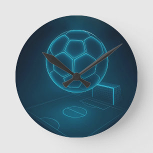 Reloj Redondo Mediano Neon Futurista Soccer Field Art