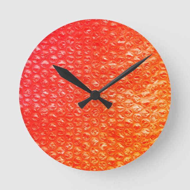 Reloj Redondo Mediano Neon Naranja Bubble Pop Wrap (Anverso)
