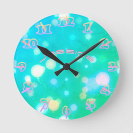 Reloj Redondo Mediano NEON Wall Clock Turquoise PINK SKY Personalizado