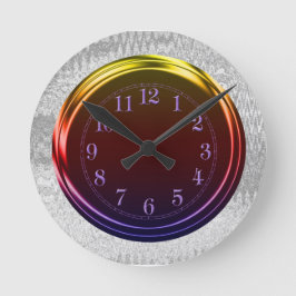 Reloj Redondo Mediano Neón y plata enrrollados, personalizado de la