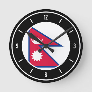 Reloj Redondo Mediano Nepal Flag Elegant