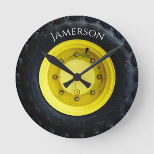 Reloj Redondo Mediano neumático de tractor con nombre personalizado amar