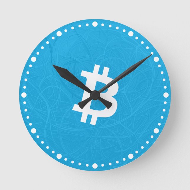 Reloj Redondo Mediano Neurona Bitcoin Azul (Anverso)