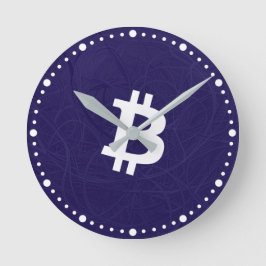 Reloj Redondo Mediano Neurona de Bitcoin Azul Oscuro