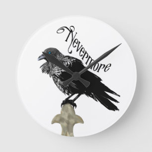 Reloj Redondo Mediano Nevermore Raven