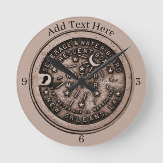 Reloj Redondo Mediano New Orleans Water Meter Clock, add text