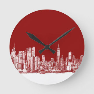 Reloj Redondo Mediano New York bold red
