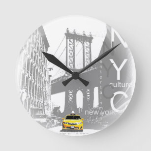 Reloj Redondo Mediano New York City Nyc Yellow Taxi Pop Art