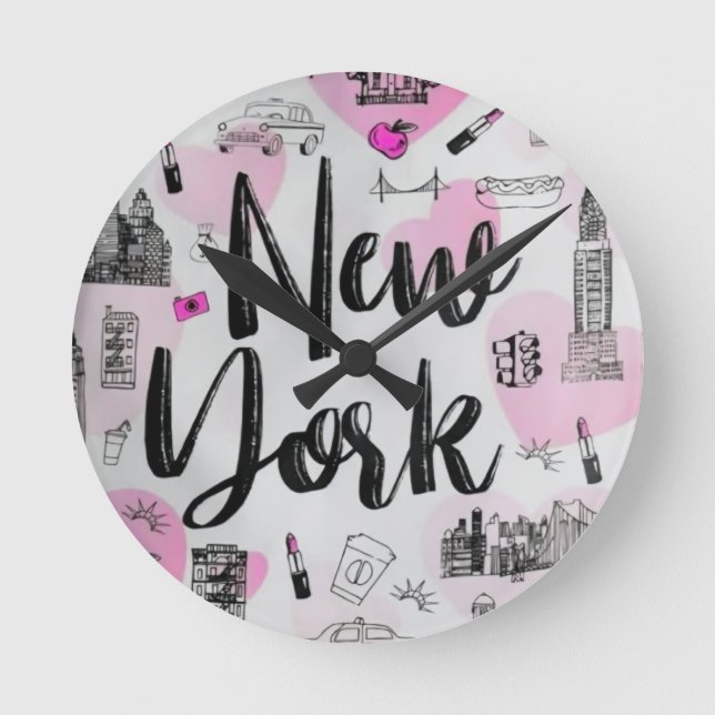 Reloj Redondo Mediano New York City Style Design (Anverso)