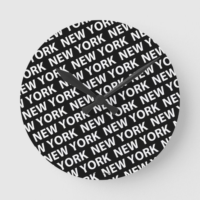 Reloj Redondo Mediano New York Pattern White (Anverso)