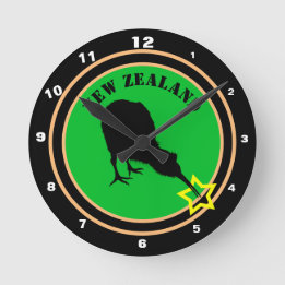 Reloj Redondo Mediano New Zealand & Kiwi Bird - Royal Kiwi design /star