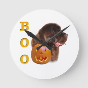 Reloj Redondo Mediano Newfoundland Brown Halloween BOO