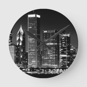 Reloj Redondo Mediano Night view of Chicago's famous cityscape