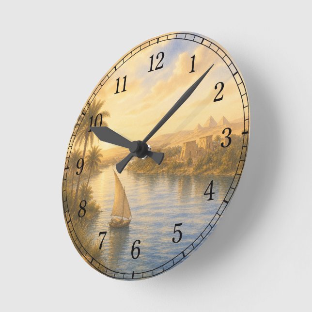Reloj Redondo Mediano Nile River Wall Clock — Landscape Design (Ángulo)