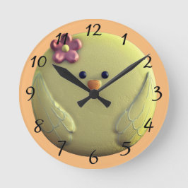 Reloj Redondo Mediano Niña bebé adorable amarillo y rosa