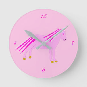 Reloj Redondo Mediano Niña Rosa bonito Niña Unicornio Nursera