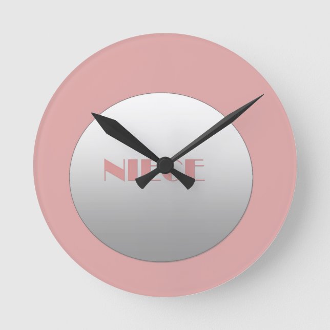 Reloj Redondo Mediano Niña Rosa Y Plata (Anverso)