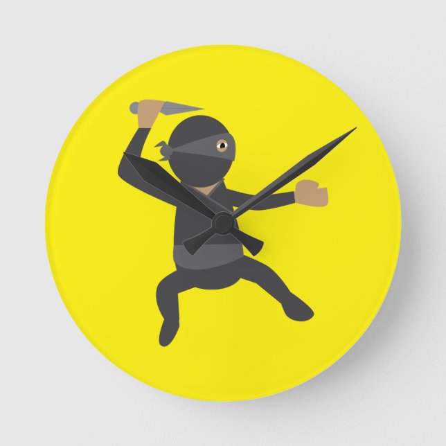 Reloj Redondo Mediano Ninja Divertido (Anverso)