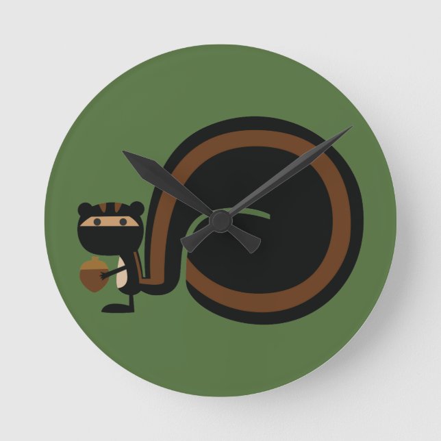 Reloj Redondo Mediano Ninja Squirrel (Anverso)
