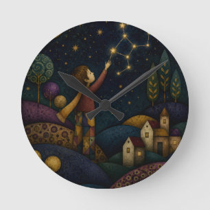 RELOJ REDONDO MEDIANO NIÑO CAPRICHOSO ALCANZANDO LAS ESTRELLAS
