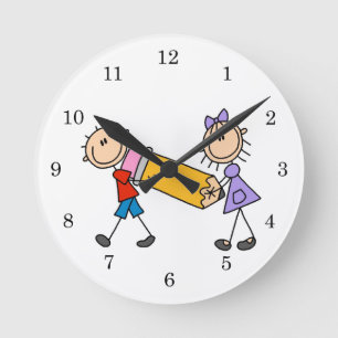 Reloj Redondo Mediano Niños del palillo con el lápiz