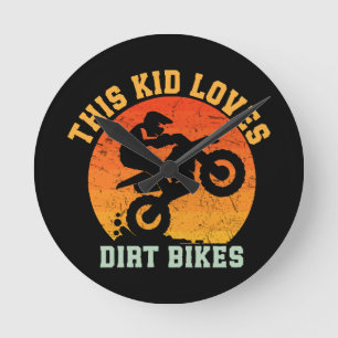 Reloj Redondo Mediano Niños Divertida Moto de Tierra