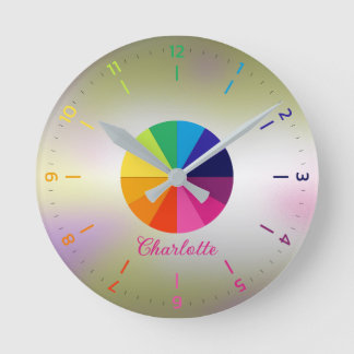 Reloj Redondo Mediano Niños educacionales rosados irlandeses con arcoiri