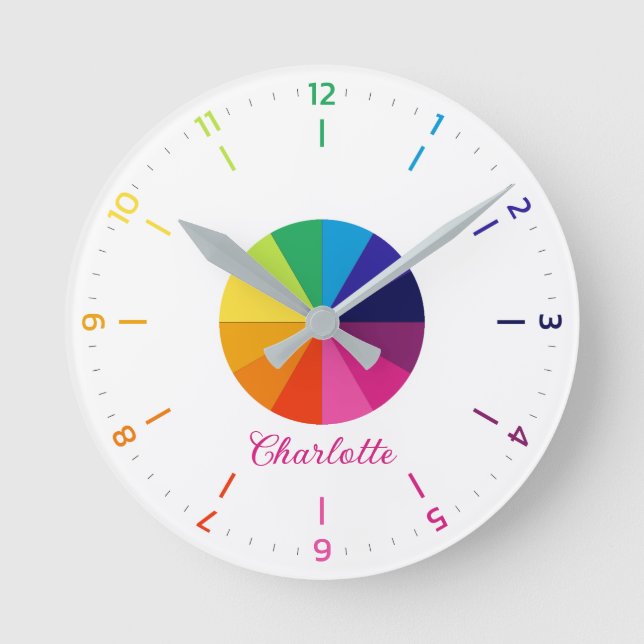 Reloj Redondo Mediano Niños en educación temprana en el arco iris (Anverso)