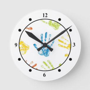 Reloj Redondo Mediano Niños Handprints