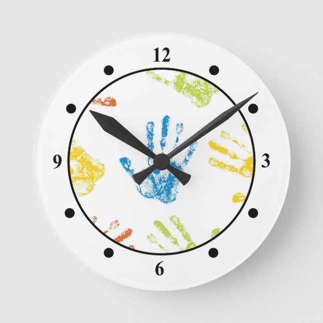 Reloj Redondo Mediano Niños Handprints (Anverso)