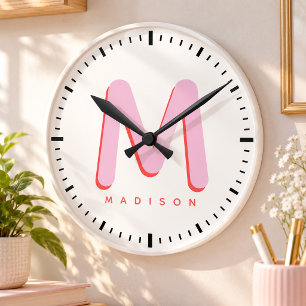Reloj Redondo Mediano Niños moderno lindo divertido nombre personalizado