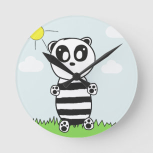 Reloj Redondo Mediano Niños Panda