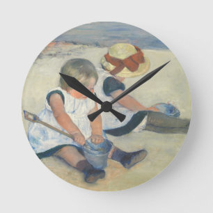 Reloj Redondo Mediano Niños que juegan en la playa, 1884