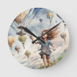 Reloj Redondo Mediano niños volando cometas